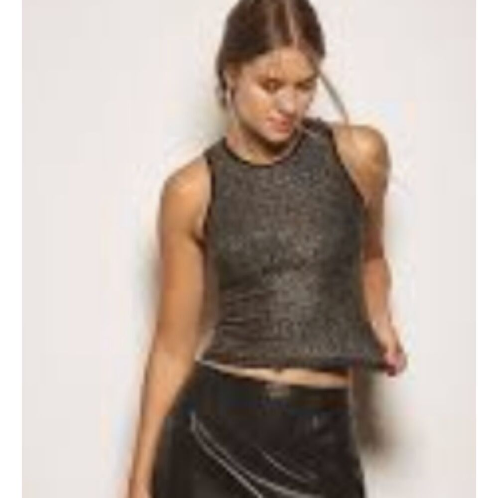 Anthropologie Gray Strappy Cami Tank Top Size S NWT